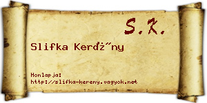 Slifka Kerény névjegykártya